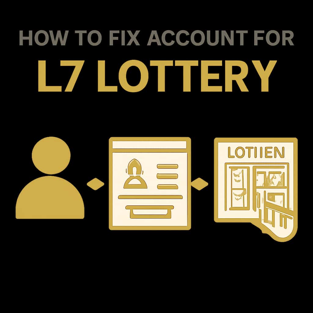 Illustration detailing steps to fix L7 Lottery account problems.