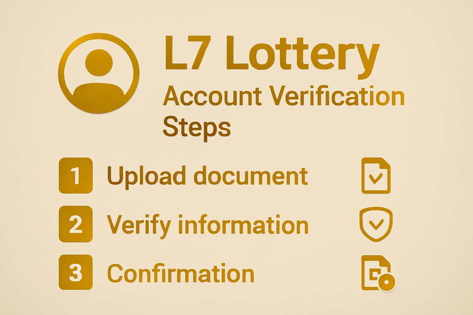 An informative graphic illustrating the verification steps for L7 Lottery accounts.
