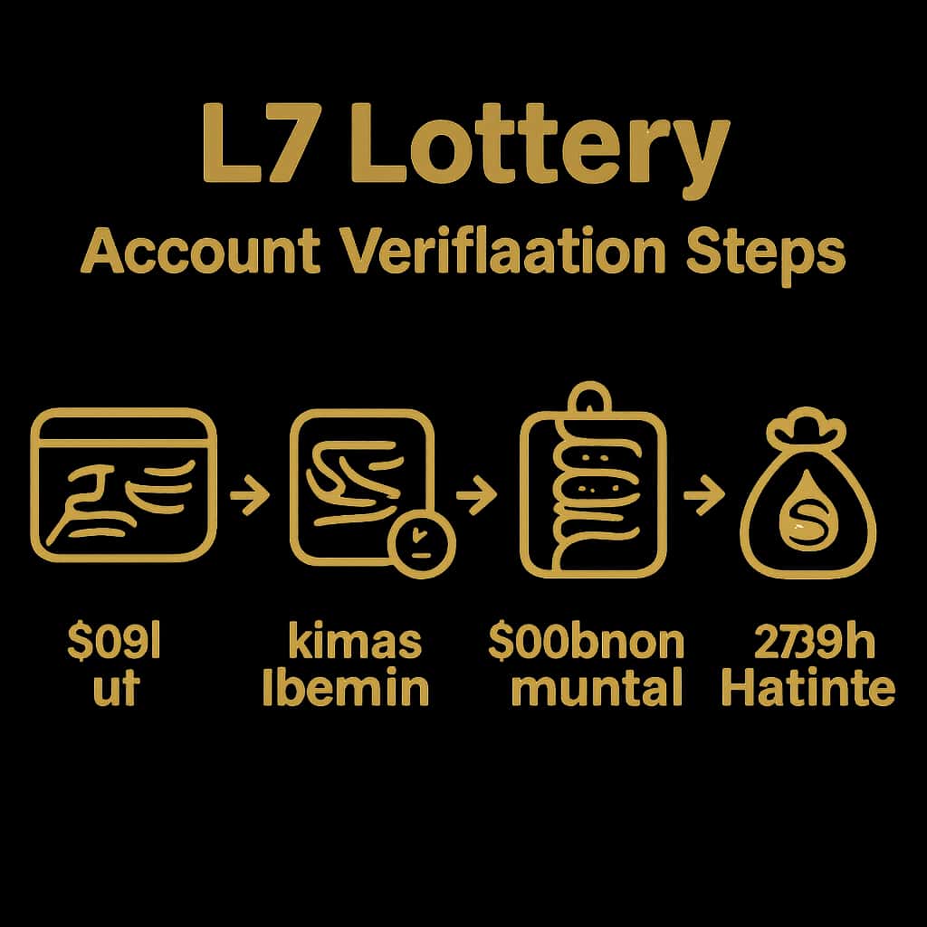 An educational diagram showing the steps to verify an L7 Lottery account.