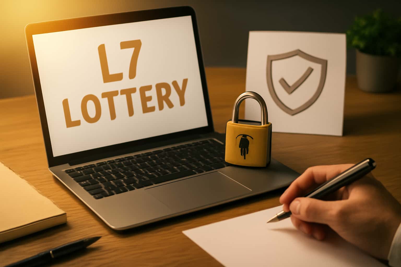 An informative graphic illustrating secure account practices for L7 Lottery.
